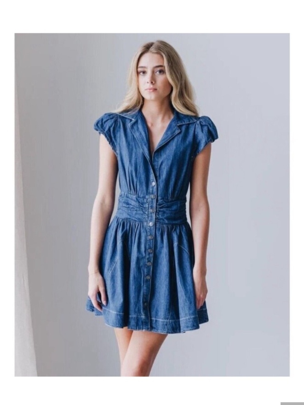 Free People Chester Denim Button-Front Mini Dress